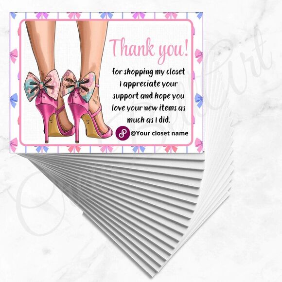 100 Pack High Heels Thank You Insert Cards - Small Business Card 4" x 3" - Picture 6 of 8